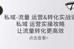 （10739期）私域-流量 运营&转化实操课：私域 运营实操攻略 让流量转化更高效