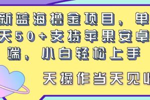 （11290期）最新蓝海撸金项目，单号一天50+， 支持苹果安卓双端，小白轻松上手 当…