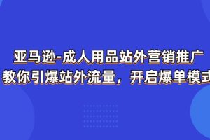 (11398期)亚马逊-成人用品 站外营销推广 教你引爆站外流量,开启爆单模式