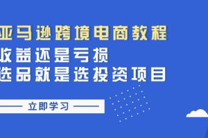 (11432期)亚马逊跨境电商教程:收益还是亏损!选品就是选投资项目