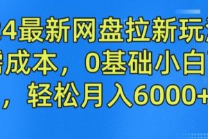 2024最新网盘拉新玩法，无需成本，0基础小白可做，轻松月入6000+【揭秘】