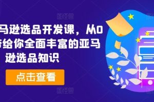2024亚马逊选品开发课，从0到1，带给你全面丰富的亚马逊选品知识