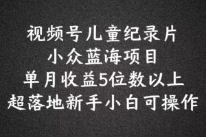 2024蓝海项目视频号儿童纪录片科普,单月收益5位数以上,新手小白可操作【揭秘】