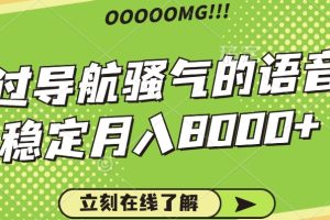 骚气的导航语音包,自用的同时还可以作为项目操作,月入8000+