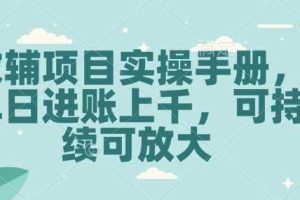 教辅项目实操手册，单日进账上千，可持续可放大